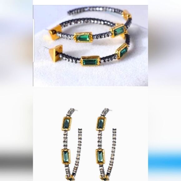 ALEXIS BITTAR EMERALD GREEN HOOPS!!! NWOT!!! - Picture 5 of 6